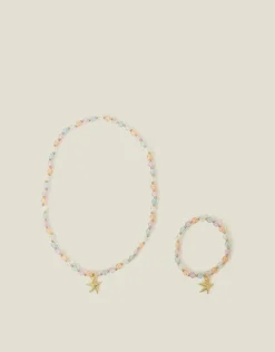 Accessorize Girls Beaded Star Fish Necklace and Bracelet Set