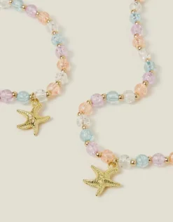 Accessorize Girls Beaded Star Fish Necklace and Bracelet Set
