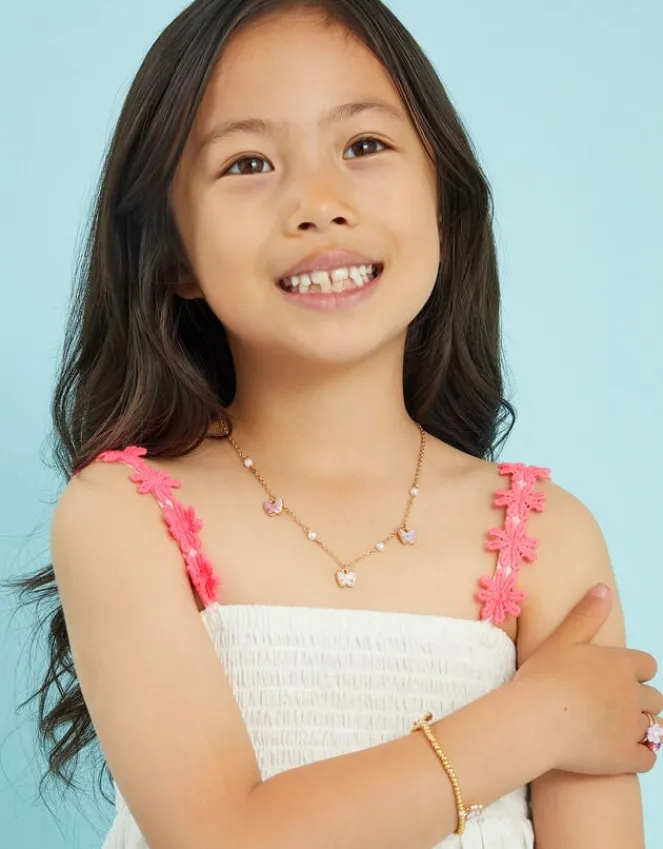 Accessorize Girls Butterfly Charm Necklace and Bracelet Set