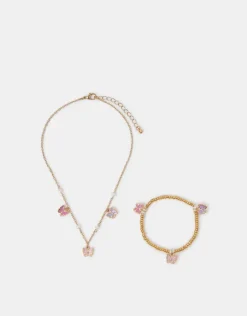 Accessorize Girls Butterfly Charm Necklace and Bracelet Set