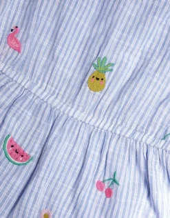 Accessorize Girls Embroidered Stripe Playsuit Blue