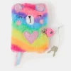 Accessorize Girls Faux Fur Bear Lockable Journal