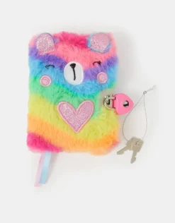 Accessorize Girls Faux Fur Bear Lockable Journal