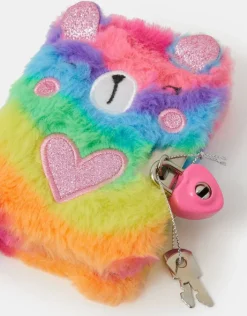Accessorize Girls Faux Fur Bear Lockable Journal