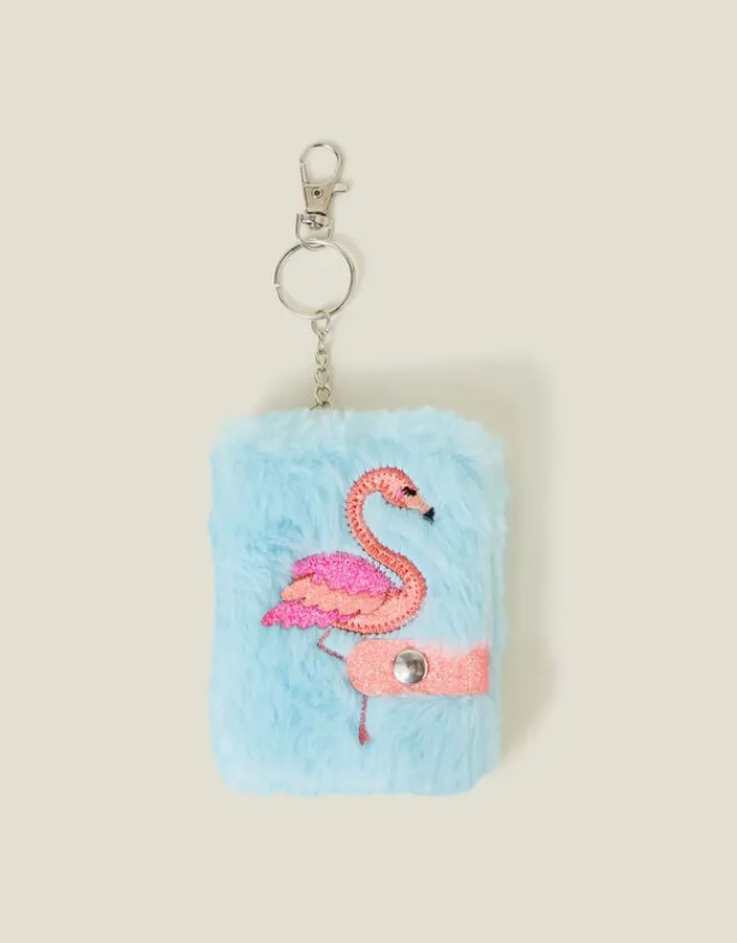 Accessorize Girls Faux Fur Flamingo Notebook Keyring