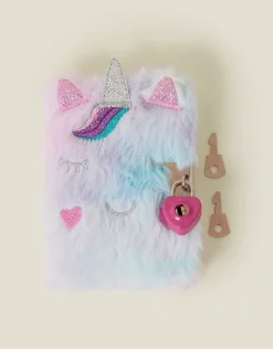 Accessorize Girls Faux Fur Unicorn Lockable Journal
