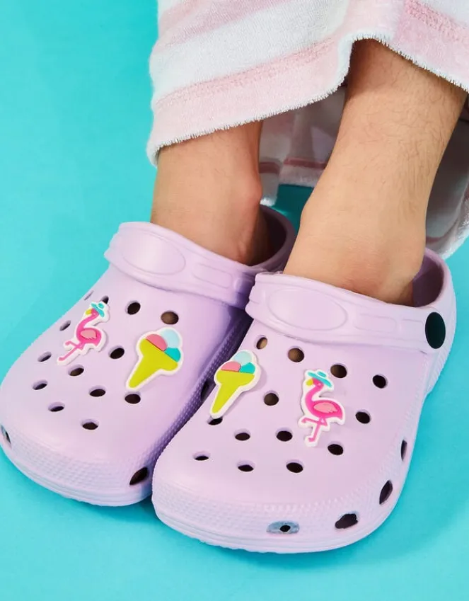 Accessorize Girls Flamingo Charm Clogs Purple