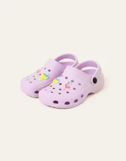 Accessorize Girls Flamingo Charm Clogs Purple