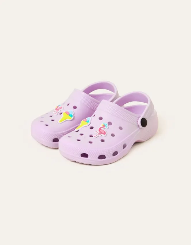 Accessorize Girls Flamingo Charm Clogs Purple