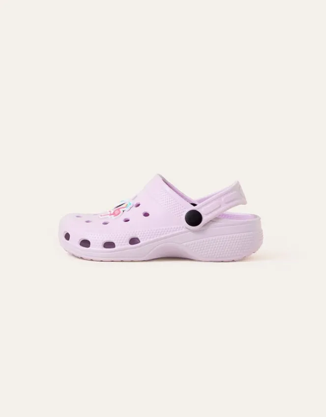Accessorize Girls Flamingo Charm Clogs Purple