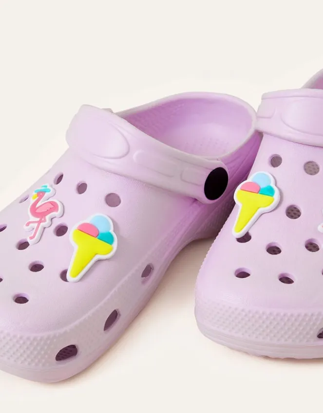 Accessorize Girls Flamingo Charm Clogs Purple