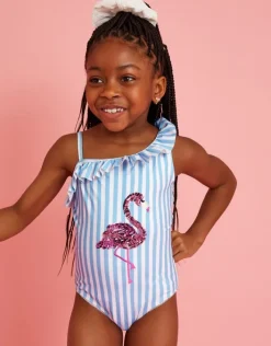 Accessorize Girls Flamingo Embellished Swimsuit Multi
