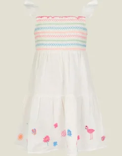 Accessorize Girls Floral Embroidered Dress White
