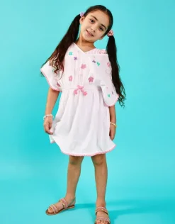 Accessorize Girls Floral Embroidered Kaftan White