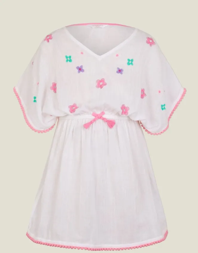 Accessorize Girls Floral Embroidered Kaftan White