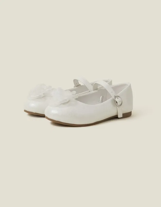 Accessorize Girls Flower Ballet Flats Ivory