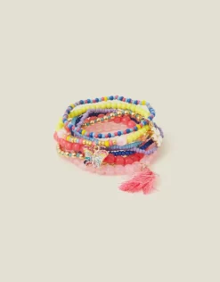 Accessorize Girls Flower Bead Bracelets Multipack