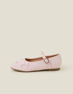 Accessorize Girls Flower Glitter Strappy Ballet Flats Pink