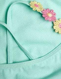 Accessorize Girls Flower Strap Swimsuit Blue