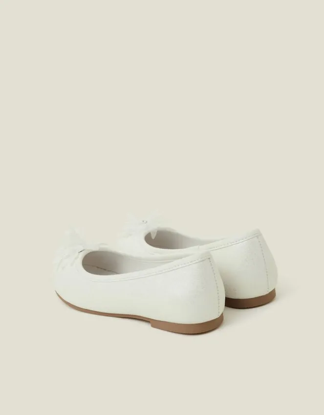 Accessorize Girls Flower Toe Ballet Flats Ivory