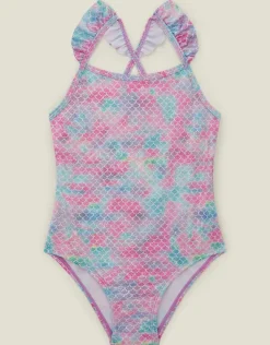 Accessorize Girls Frilly Mermaid Swimsuit Multi