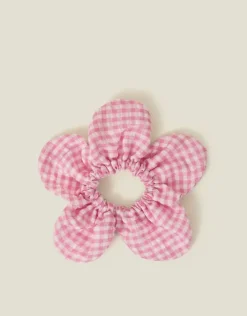 Accessorize Girls Gingham Flower Hair Scrunchie