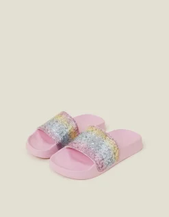 Accessorize Girls Glitter Ombre Sliders Pink