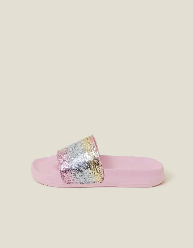 Accessorize Girls Glitter Ombre Sliders Pink