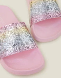 Accessorize Girls Glitter Ombre Sliders Pink