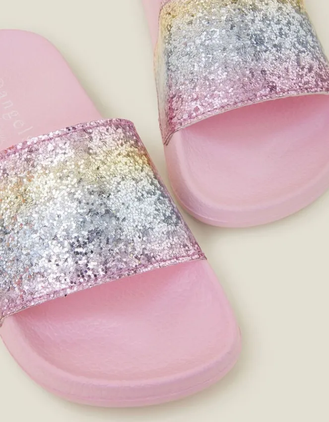Accessorize Girls Glitter Ombre Sliders Pink
