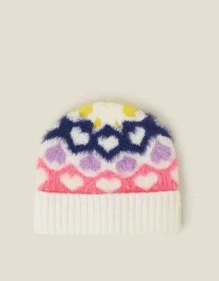 Accessorize Girls Heart Beanie Hat Multi