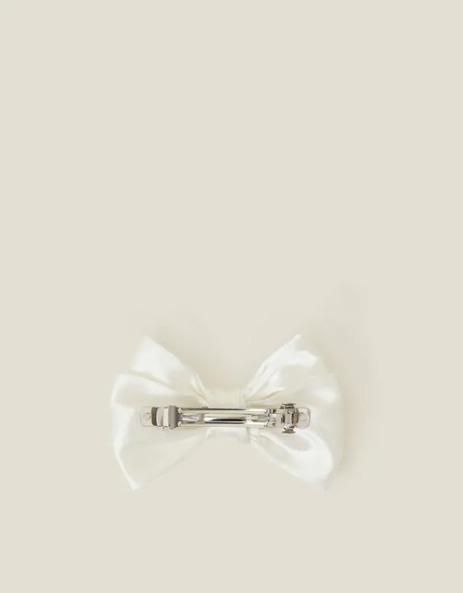 Accessorize Girls Large Pearl Bow Barrette Hair Clip