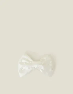 Accessorize Girls Large Pearl Bow Barrette Hair Clip