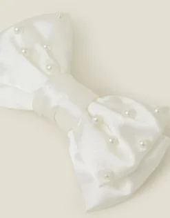 Accessorize Girls Large Pearl Bow Barrette Hair Clip