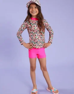 Accessorize Girls Leopard Print Rash Vest Swim Set Multi