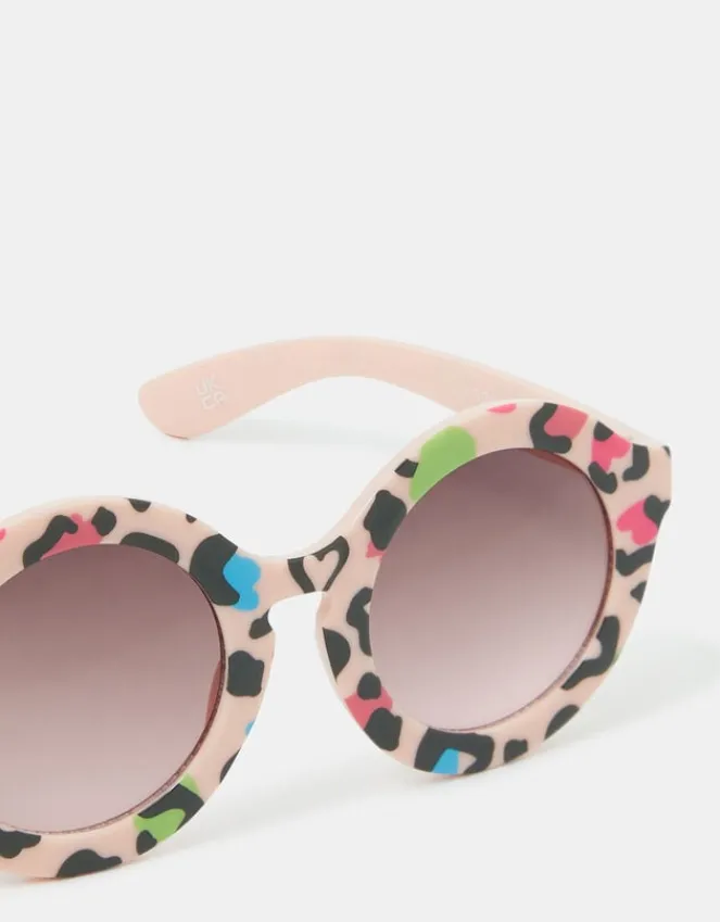 Accessorize Girls Leopard Print Round Sunglasses