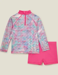 Accessorize Girls Mermaid Rash Vest Swim Set Multi