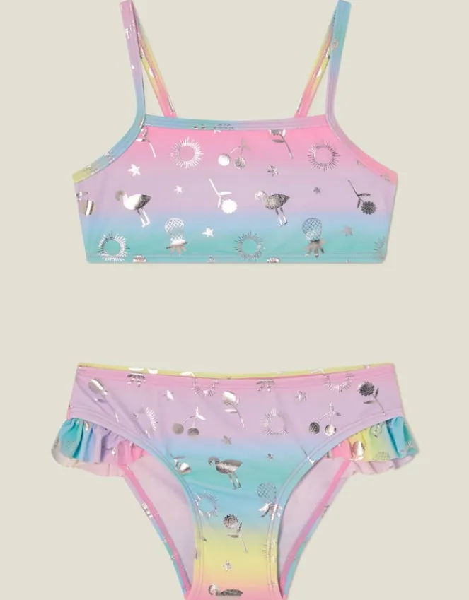 Accessorize Girls Ombre Foil Print Bikini Set Multi