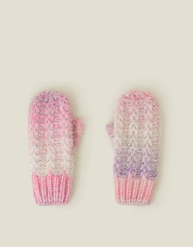 Accessorize Girls Ombre Sequin Mittens Purple