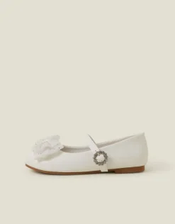 Accessorize Girls Patent Bow Ballet Flats Ivory