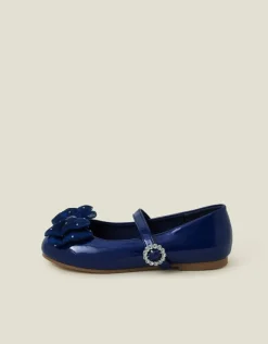 Accessorize Girls Patent Bow Ballet Flats Blue