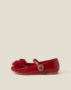 Accessorize Girls Patent Bow Ballet Flats Red