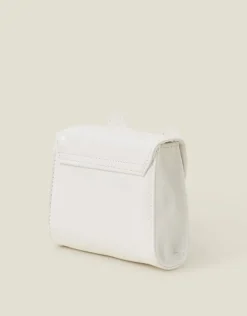 Accessorize Girls Patent Diamante Bow Bag Ivory