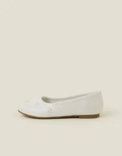 Accessorize Girls Pearl Flower Ballet Flats Ivory