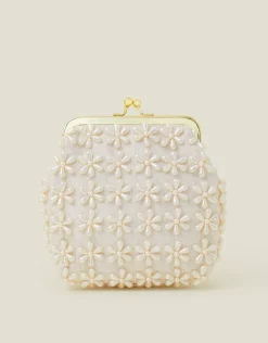 Accessorize Girls Pearl Flower Clip Frame Mini Bag