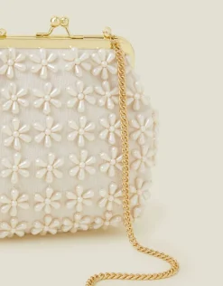 Accessorize Girls Pearl Flower Clip Frame Mini Bag