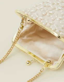 Accessorize Girls Pearl Flower Clip Frame Mini Bag