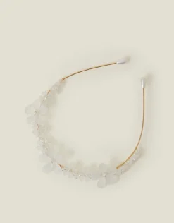 Accessorize Girls Pearly Flower Metal Headband Pink
