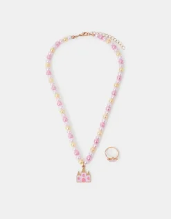 Accessorize Girls Princess Charm Necklace and Ring Set