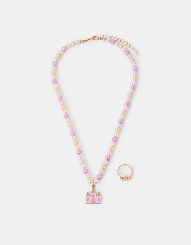 Accessorize Girls Princess Charm Necklace and Ring Set
